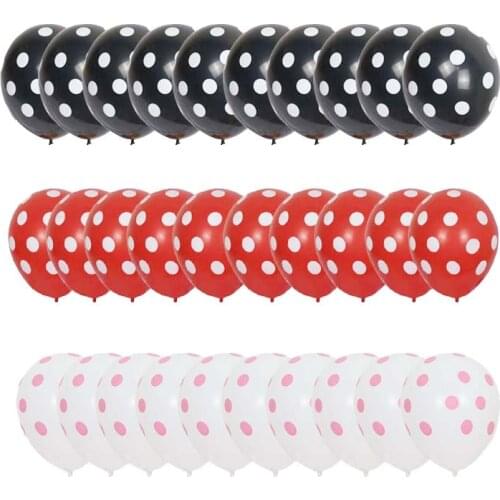 30pcs 12inch Black Red Polka Dot Latex Balloon Air Globos Party Birthday Presents Balloons Wedding Decorations
