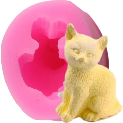 3D Cat Silicone Mold Candle Mould DIY Handmade Soap Mould Baby Birthday Cake Decorating Tools Candy Resin Clay Chocolate Moulds