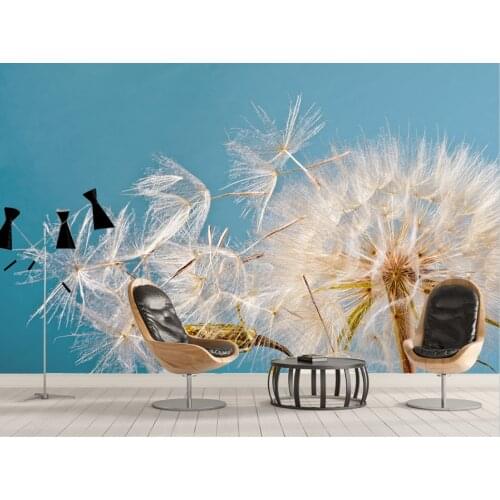 Customized 3d light luxury high-definition light blue pure dandelion close-up Nordic simplicity living room bedroom elderly room