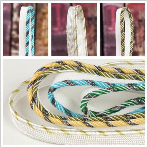 50Yard Glittery Shiny Ombre Braided Blue Striped Wire Piping Lip Cord Trim Pillow Cushion Trim Upholstery Edging Trim Bed Sewing