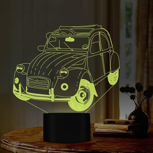 7 Colors changing LED Night Light Bedside Decoration Beetle Car Modelling 3D Table Lamp USB Sleep Lamp Birthday Christmas Gifts