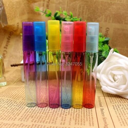 8ML 50pcs100pcs Portable Travel Empty Scent Bottle, DIY Glass Colored Cosmetic Perfume Refillable Container, Vial Spray Bottle