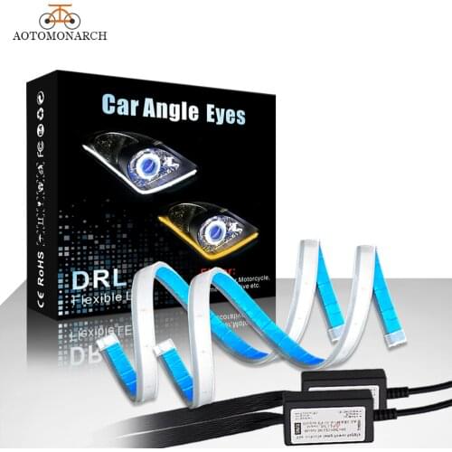 AOTOMONARCH 2PCS Cars Ultrafine DRL LED Daytime Running Lights Flexible Soft Tube Guide Turn Signal Yellow Waterproof CH