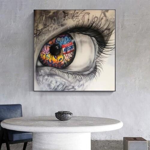 Big Eye Graffiti Art Modular Posters and Prints on Canvas Painting Wall Art Picture for Living Room Nordic Cuadros Decor Unframe