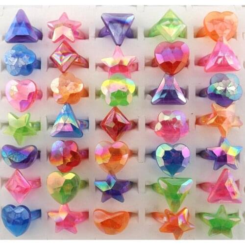 Cheap Childrens Rings Opened Acrylic Rings Star Shape Heart Shape Triangle Shape Flower Shape 50pcs/lot
