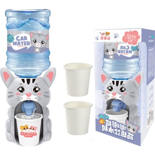 Mini Water Dispenser for Children Kids Gift Cute Cold/Warm Water Juice Milk Drinking Fountain Simulation Cartoon Pig Kitchen Toy
