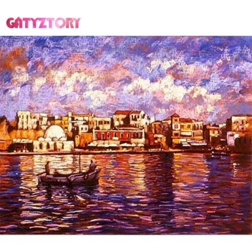 GATYZTORY Oil Paint By Numbers Frame Scenery DIY Painting By Numbers Kits Venice Digital Hand Painting On Canvas Home Decor