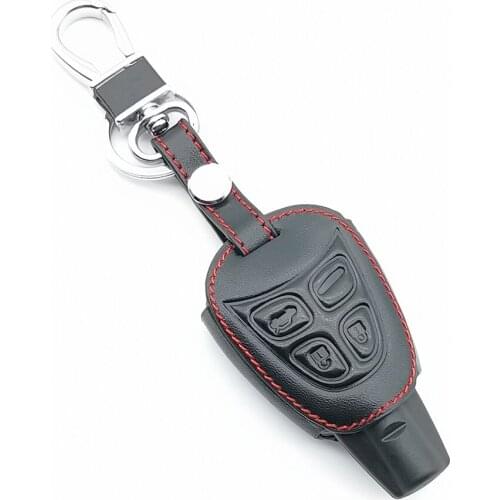 Hot Sale Leather Car Key Case Car Styling 4 Buttons Key Fob Shell Cover For SAAB 9 4-3 93 2003 -2009 Car Key Bag Keychain