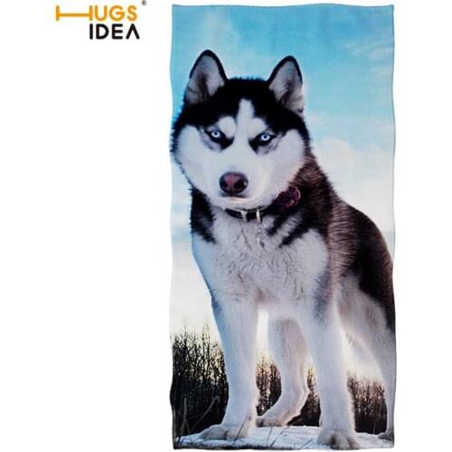 HUGSIDEA Cool Husky Beach/bath Towel Pool Ttrow Towel Cute Dog Design Swimming/sport/spa Blanket Huskie Hand Hair Towel Bathroom