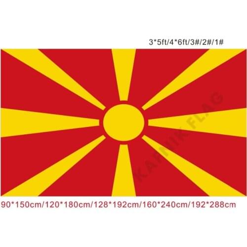 KAFNIK,free shipping 90x150cm/128*192cm/160*240cm/192*288cm big flags Macedonia Flag for Indoor Outdoor Decorative