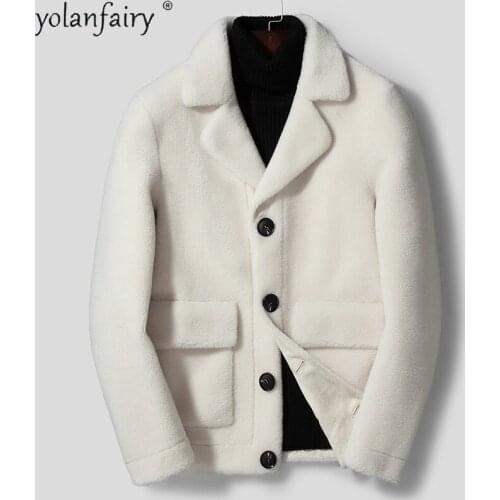 YOLANFAIRY Real Fur Coat Men Clothing Autumn Winter Jacket Men 100% Wool Coats Sheep Shearling Mens Jackets 2020 Y906 KJ5673