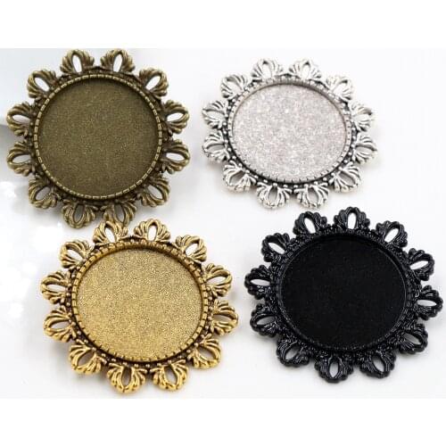 New Fashion 5pcs 25mm Inner Size Antique Silver Plated and Antique Bronze and Antique Gold Color Brooch Cabochon Base Setting