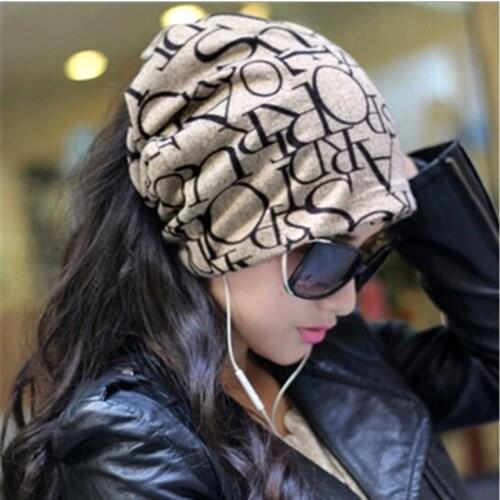 New Warm Women Hat Female Cap Hip-Hop English Letter Multi Purpose Baggy Hat Knitted Letter Beanies