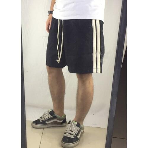 High quality 2019 Summer New arrivals Fashion side stripe shorts hip hop street wear clothing Cotton casual Loose black shorts