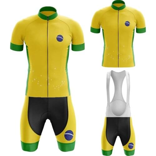 New Brazil Cycling Jersey Set Maillot Ciclismo Hombre Short Sleeve Bike Clothing And Bib Shorts Gel Breathable Pad
