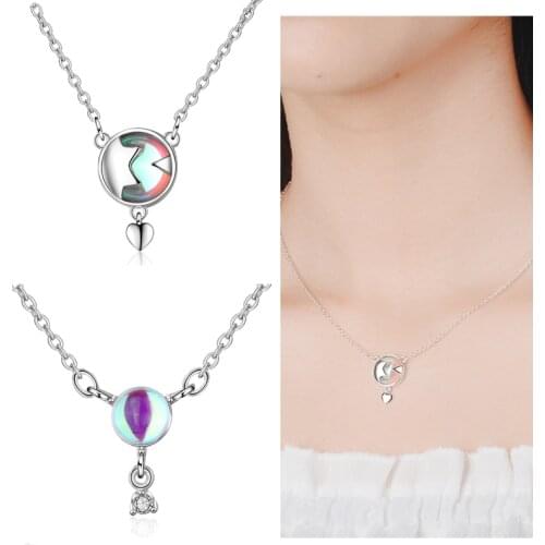 Top Quality Sterling 925 Silver Chain Necklace For Lady Party Accessories Charms Moonstone Ball Pendant Women Choker Necklaces