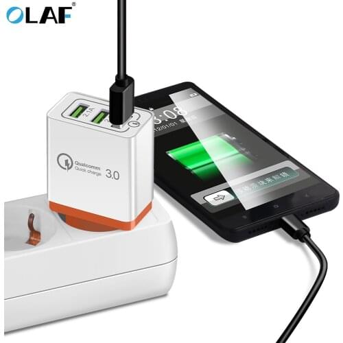 OLAF USB Quick charge 3.0 5V 3A for Iphone XS MAX XR X 7 8 PLUS EU US Plug Mobile Phone Fast charger charging for Samsung s8 s9