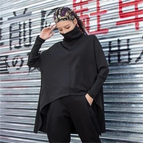Autumn and winter new womens short before and after the long high-necked jacket Harajuku long personality fat MM Hoodie