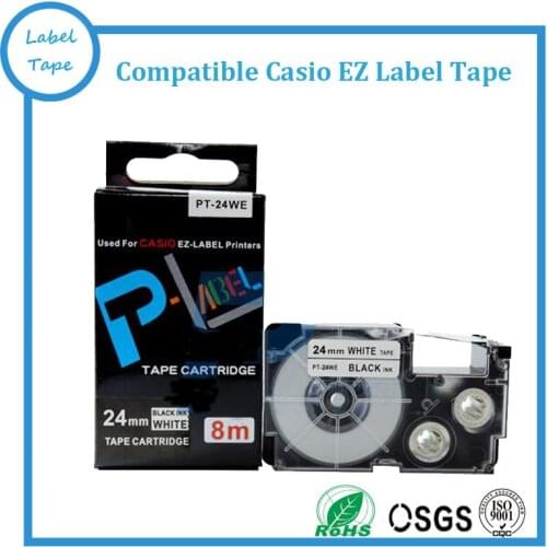 Compatible EZ label tape 24mm black on white XR-24WE1 PT-24WE