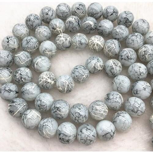 Wholesale 4/6/8/10mm light grey Glass Beads Round Loose Spacer Beads Pattern For Jewelry Making DIY Bracelet Necklace #19