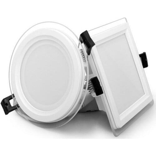 6W 12W 18W Dimmable Glass LED Panel Downlight Round Recessed Ceiling Light 600-1200LM LED Paine Lamp AC85-260V Warm/Cold White