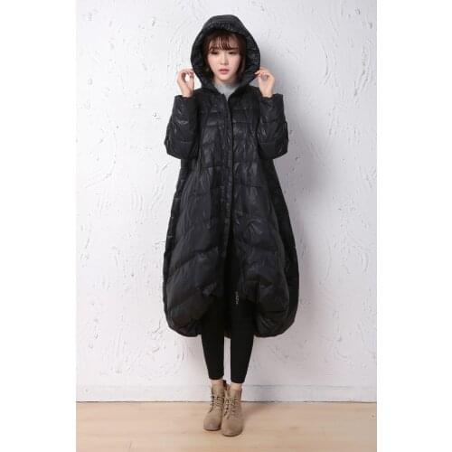 Loose Style Down Coat Short Front Winter Coat Large Hem Down Coat