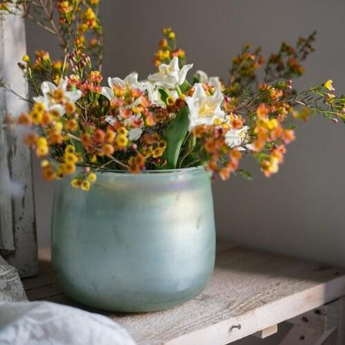 Guangkou Vase Flower Flower Glass Ware Hydroponic Green Dill Art Handmade Ornaments Gift