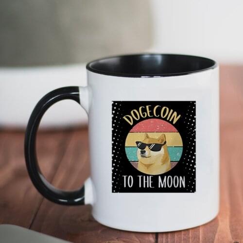 Funny Coffee Mug Dogecoin To The Moon Cup 350ml Ceramic Office Tea Cup and Home Milk Mugs surprise Gift for Your Friends