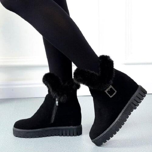 Rabbit fur snow boots female 2019 new winter wild increase and velvet short boots non-slip warm short tube cotton shoes women