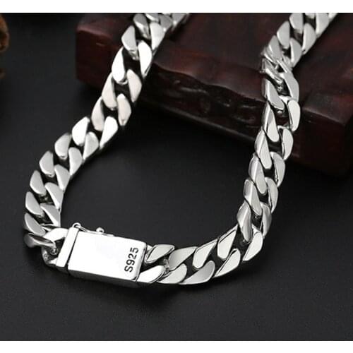100% real S925 silver jewelry 8MM Korean necklace for man Thai silver retro 8mm men and women necklace 925 silver mens necklace