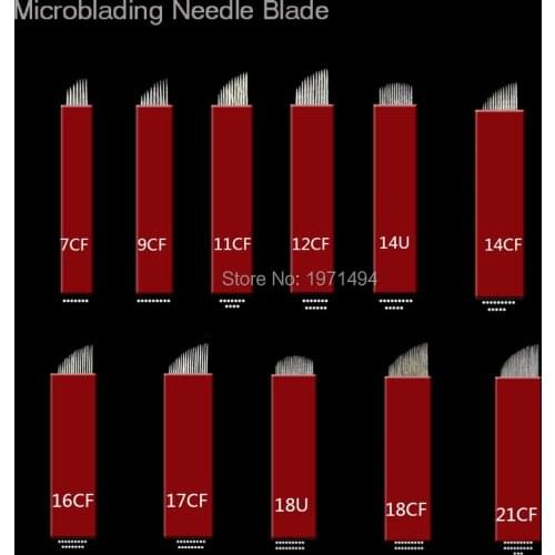 Cheapest 100pcs permanent makeup manual disposable 12/14 pins microblading fog needles tips thin Manual shading blades free ship