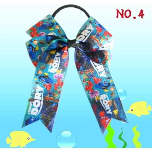 16 BLESSING Happy Girl Hair Accessories Long Tail ( Finding Nemo) 4.5" Cheer Leader Bow Elastic large box-packed
