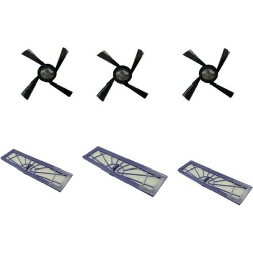 3 Pieces Side Brush + 3 Pieces hepa filter for Neato Botvac D75 D85 robot vacuum cleaner