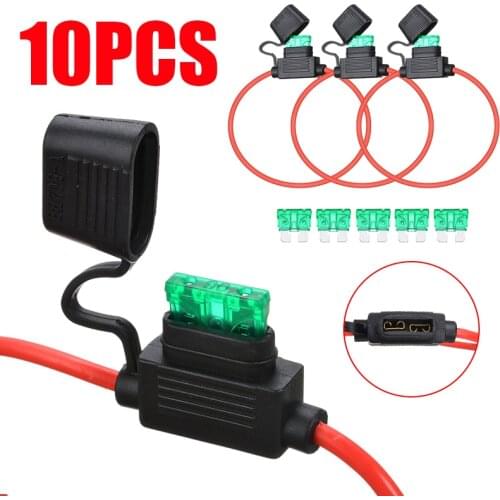 5pcs 30A Fuse Blades + 5pcs ATC/ATO Bases Holder With 12AWG Wire For Car Boat Car Fuse Blade And Holder Waterproof