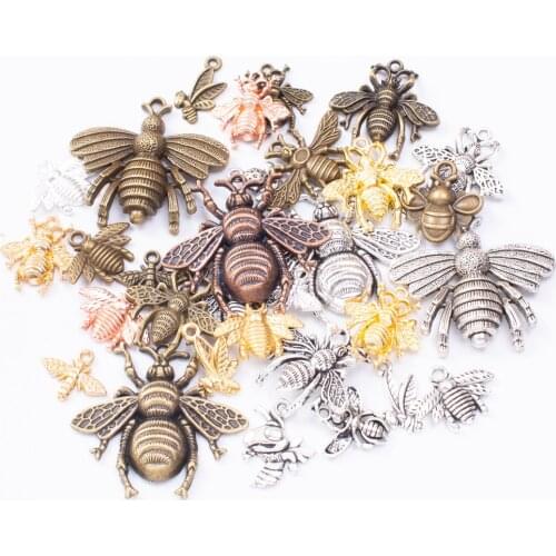 50g hot sale metal mixed charm animal bee copper bracelet necklace handmade jewelry making wholesale DIY jewelry