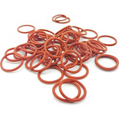 50pcs Thickness(CS) 1mm Food Grade Sealing Ring OD 5-46mm Red Silicone O Ring ID 3-44mm Waterproof And Insulated