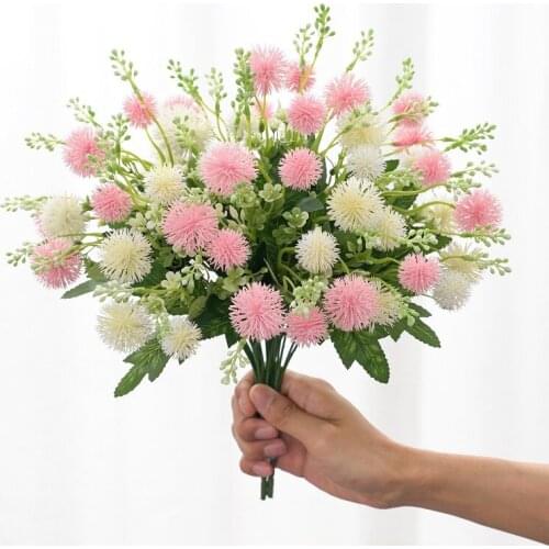 Artificial Flower Bouquet Silk Dandelion Flower Ball Fake Flower DIY Home Wedding Decoration Valentines Day Gift