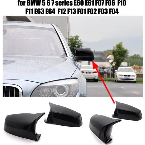 Black M Style Side Mirror Cover Side Mirror Cover for BMW 5 6 7 Series E60 E61 F07 F06 F10 F11 E63 E64 F12 F13 F01 F02 F03 F04