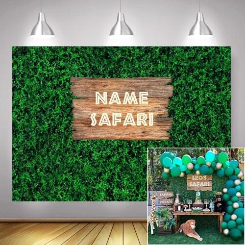 Jungle Safari Party Backdrop Photo Shoot Green Grass Wall Newborn Wild One Birthday Background Children Baby Shower Photocall