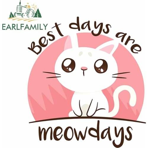 EARLFAMILY 13cm x 11.5cm for Meowdays Cute Car Stickers and Decals Vinyl Waterproof JDM RV VAN Bumper DIY Sticker Wrap