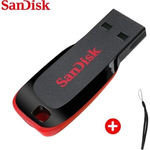 100% Original SanDisk Cruzer Blade CZ50 USB Flash Drive 128GB 64GB 32GB 16GB Pen Drive USB 2.0 Support official verification