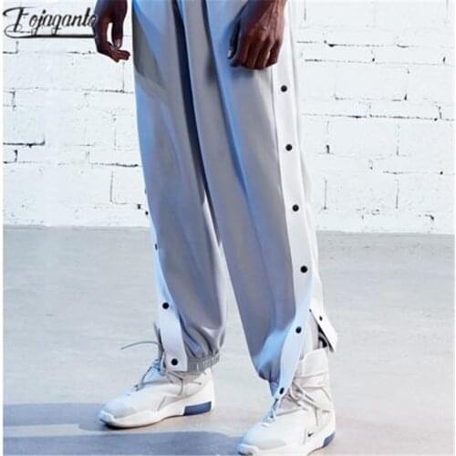 FOJAGANTO Mens Casual Long Trousers High-Quality Sports Training Pants Fashion High Street Loose Straight Sweatpants Men