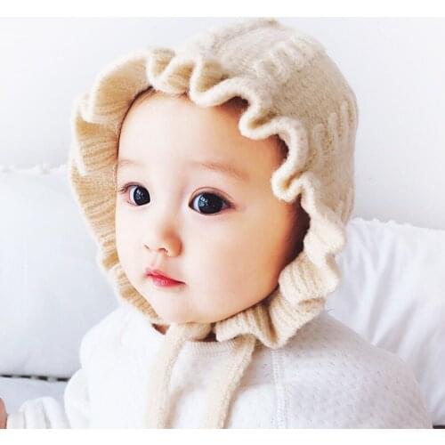 Cotton Bucket Hat Knitted Winter Warm Baby Girl Cap Photography Props Christmas Newborn Gift Czapki Dla Dzieci Baby Stuff AC50MZ