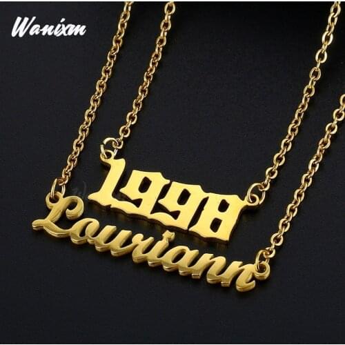 Custom Personalize Stainless Steel Name Layered Necklaces for Women Customized Double Vintage Necklace Nameplate Pendant Jewelry