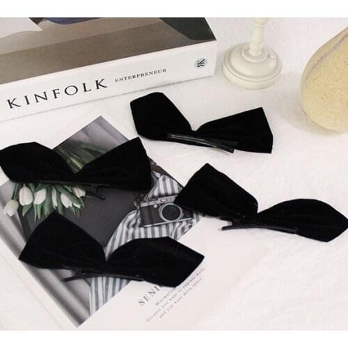 Korean Black Solid Bow Hairpin Hair Clip For Girls Women Cute Party Barrette Hairgrips Back Clip Hair Accessories