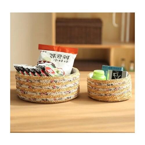 Natural Straw Storage Basket Handmade Vintage Woven Bin For Snack Sundries Organize Living Room Home Decoration Free Shipping