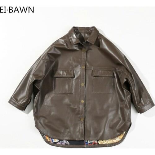 Leather Jacket Genuine Sheepskin 2020 Autumn Women Fashion Clothes Ladies Clothing Streetwear Oversized Ladies Jackets And Coats