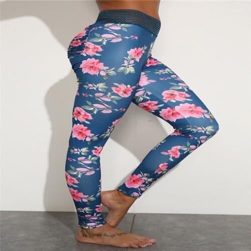 High-waisted digital printed flower leggings casual buttock lift exercise yoga pants women RY YG9305-8