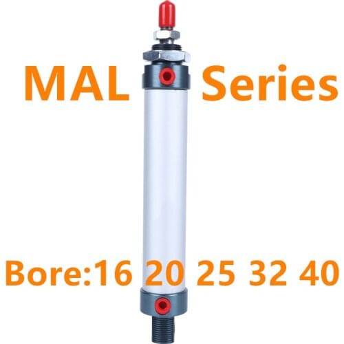MAL Series Mini Pneumatic Cylinder 16/20/25/32/40mm Bore 25-500mm Stroke Double Acting Aluminum Alloy Air Cylinder Free shipping