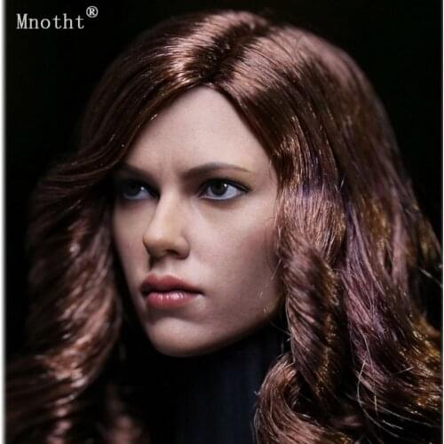Mnotht 1/6 Scale Scarlett Johnson head carve model Phicen Black Widow 5.0 Female long Curly hair soldier for 12'' Action figure